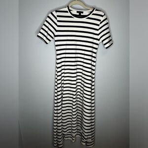 JCrew striped midi dress size small petite white and midnight